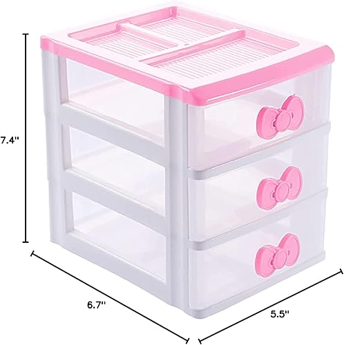 Miniatura 5 de Mini organizador de cajones de plástico de varias capas, lindo organizador de cajones, cómodas de plástico Kawaii con cajones, bonitos cajones de