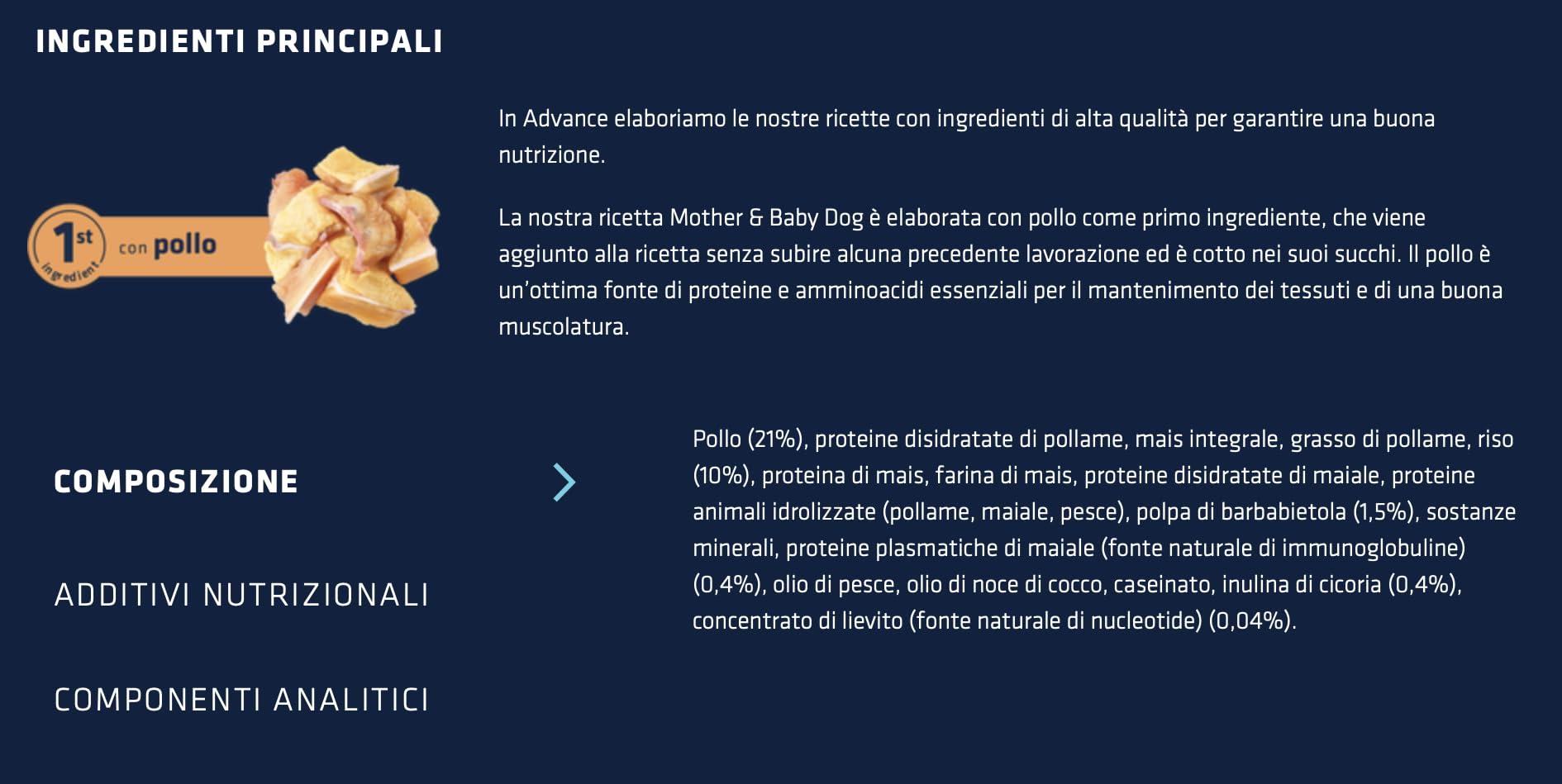 ADVANCE Chien Mother & Baby Dog 3 kg goût poulet | Aliment sec complet qui aide les défenses des mères et des chiots 1 paquet de 3 kg