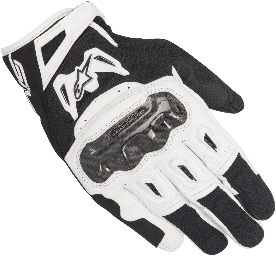 Alpinestars SMX-2 Air Carbon V2 Gloves - Black, Full-Grain Leather & 3D Mesh, Carbon Knuckle Protection, Touchscreen Compatible, Pre-Curved Design
