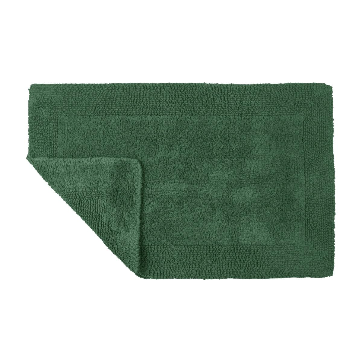 Allure Heavyweight Reversible Bath Mat, 100% Cotton, Super soft, Washable, Large Size 53 x 85cm (Dark Green)
