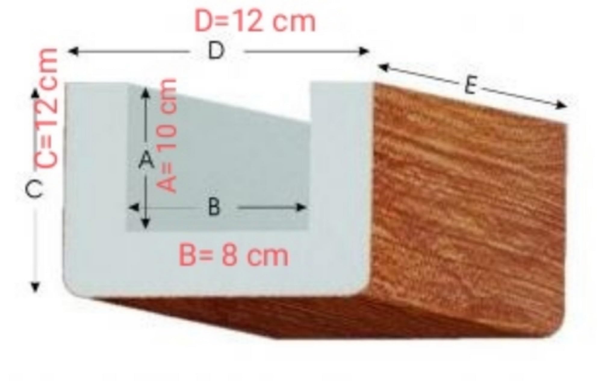 Trave finto legno lunghezza 100 cm. (L12xH12 cm, Bianco)