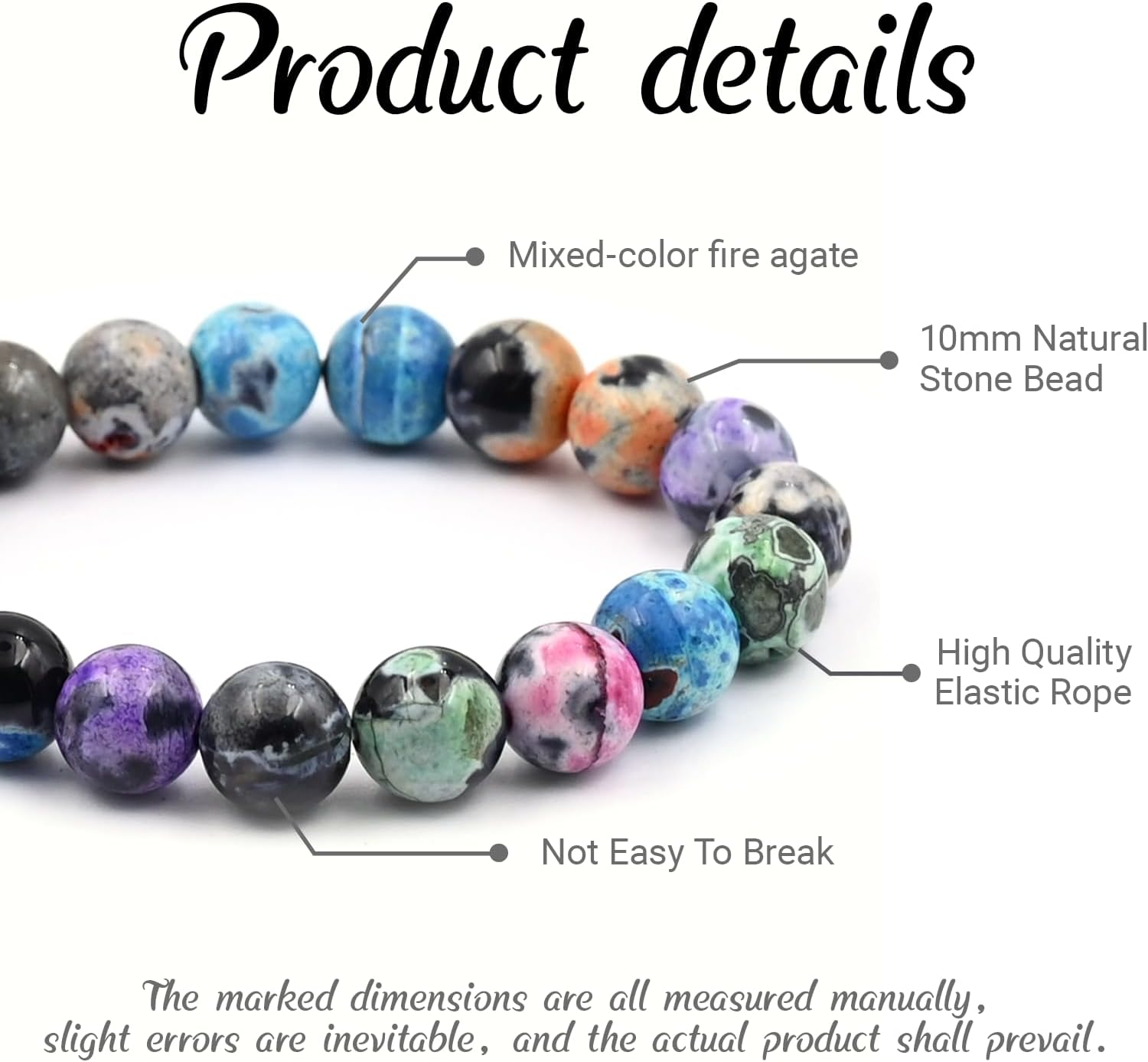 Natural Energy Healing Stone Charm Bracelet 8mm Natural Energy Healing Lava Rock Bracelet - Unisex - Image 2