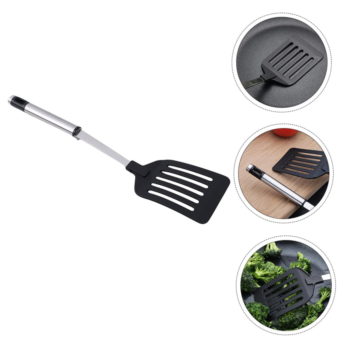 Unomor 2pcs Stainless Steel Slotted Spatula Non-stick Pan Kitchen Utensils for Flipping Eggs Pancakes Vegetables Cooking Tools for