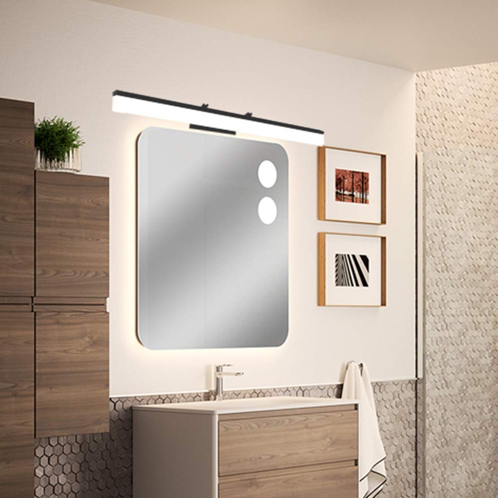 LED Spiegelleuchte Spiegellampen für Badezimmer Make-up Beleuchtung Schwarz Spiegel Frontbeleuchtung Schranklicht mit Lampenkopf skalierbar und 180° einstellbar