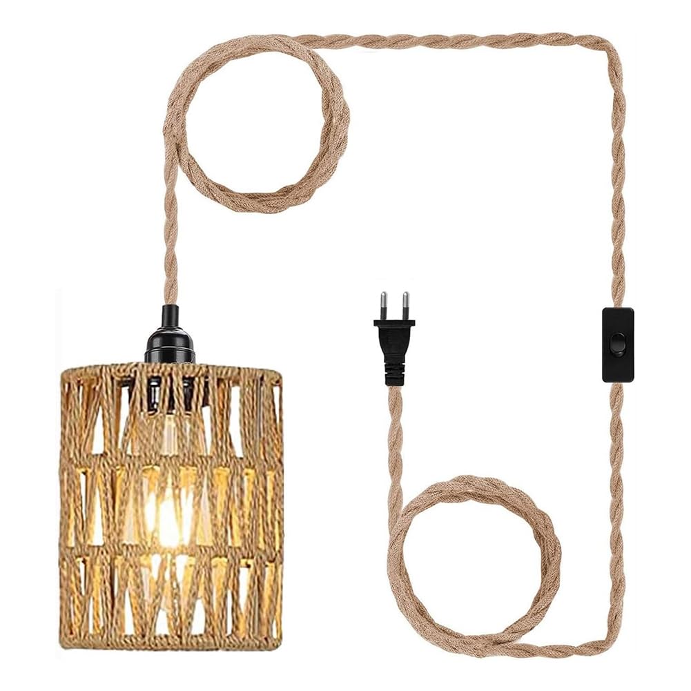 Lumière de suspension de ferme tressée à brancher pour un style bohème