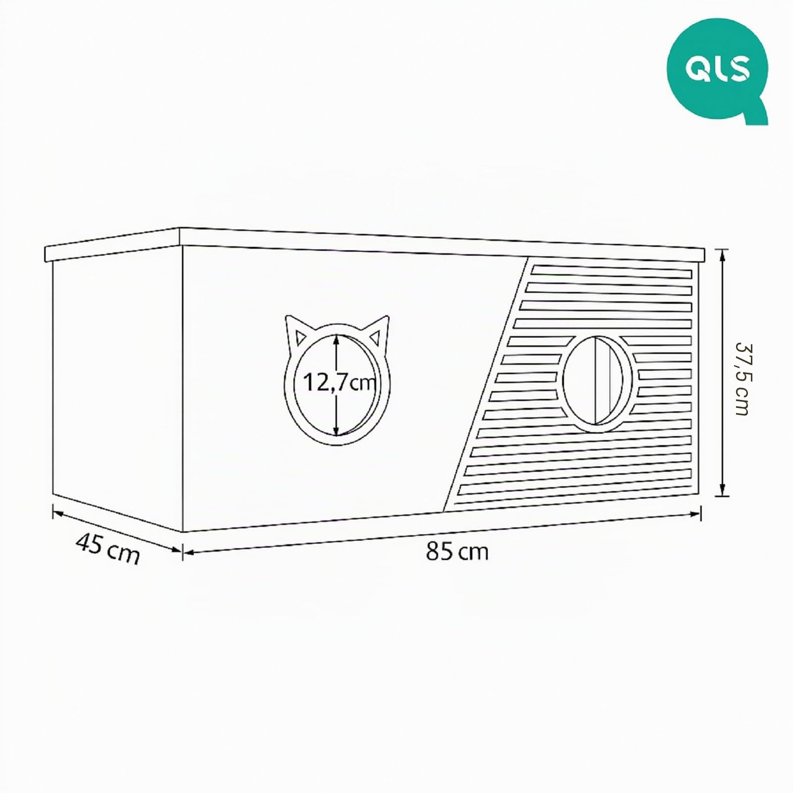 QLS Katzenhaus Outdoor XXL isoliert mit Vorhang 85 x 45 cm Schwarz