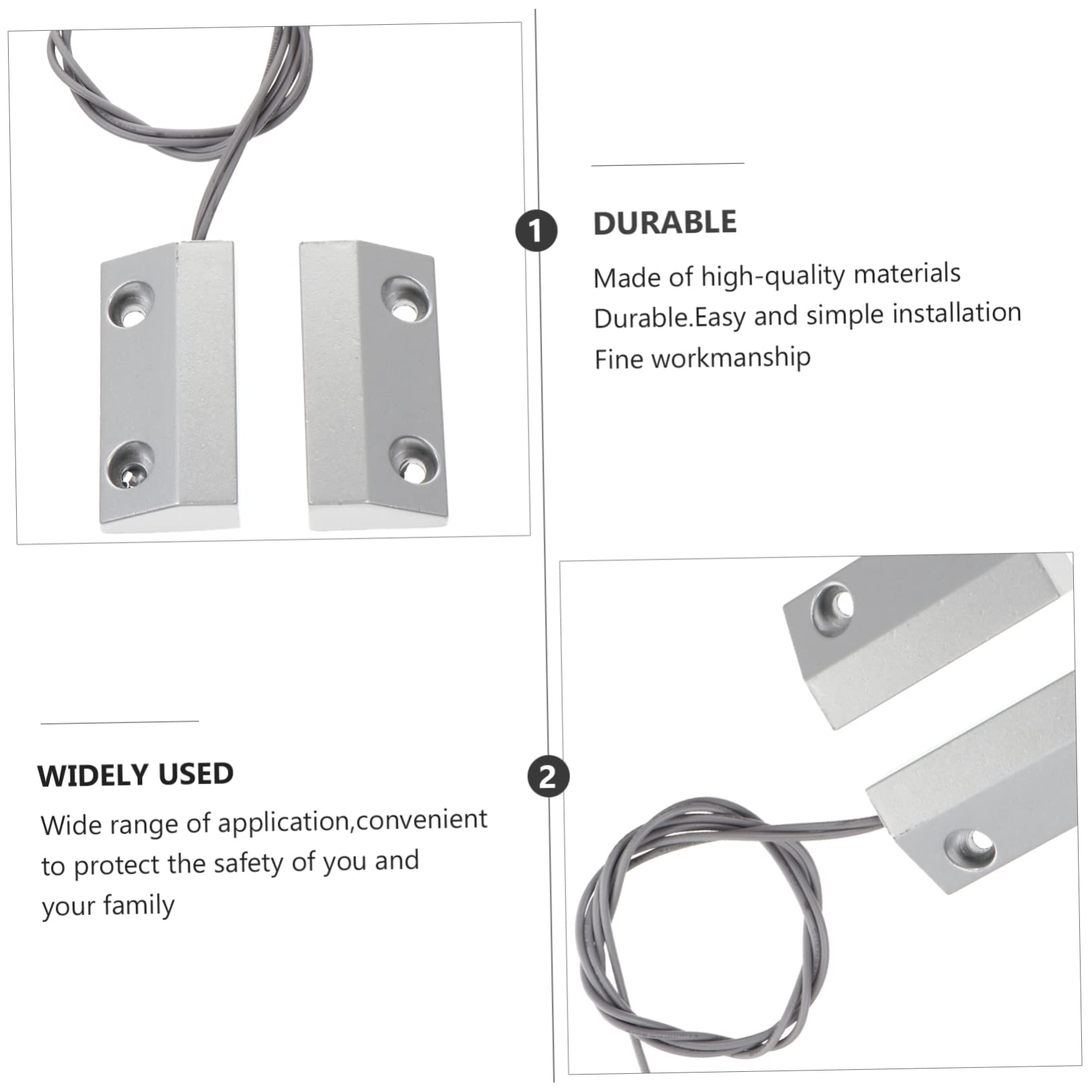 POPETPOP 3juegos Sensor Magnético De Alarma Para Puertas y Ventanas De Zinc Aleado Instalación Fija Diseño Perfil Para Puertas De Entrada y Persianas De Seguridad