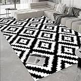 Kunsen Alfombra Infantil Geometría Moderna Segura y Antideslizante Barata Negro Alfombra Carretera Infantil Alfombra de salón120x200CM