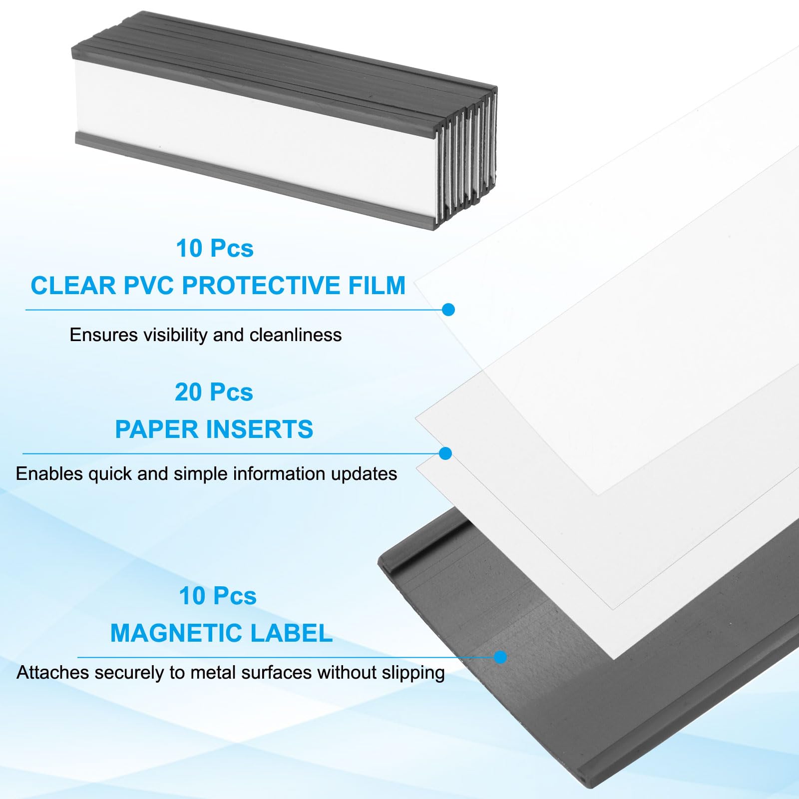 PATIKIL Magnetic Label Holder 4" x 1" with Paper Inserts - Image 3