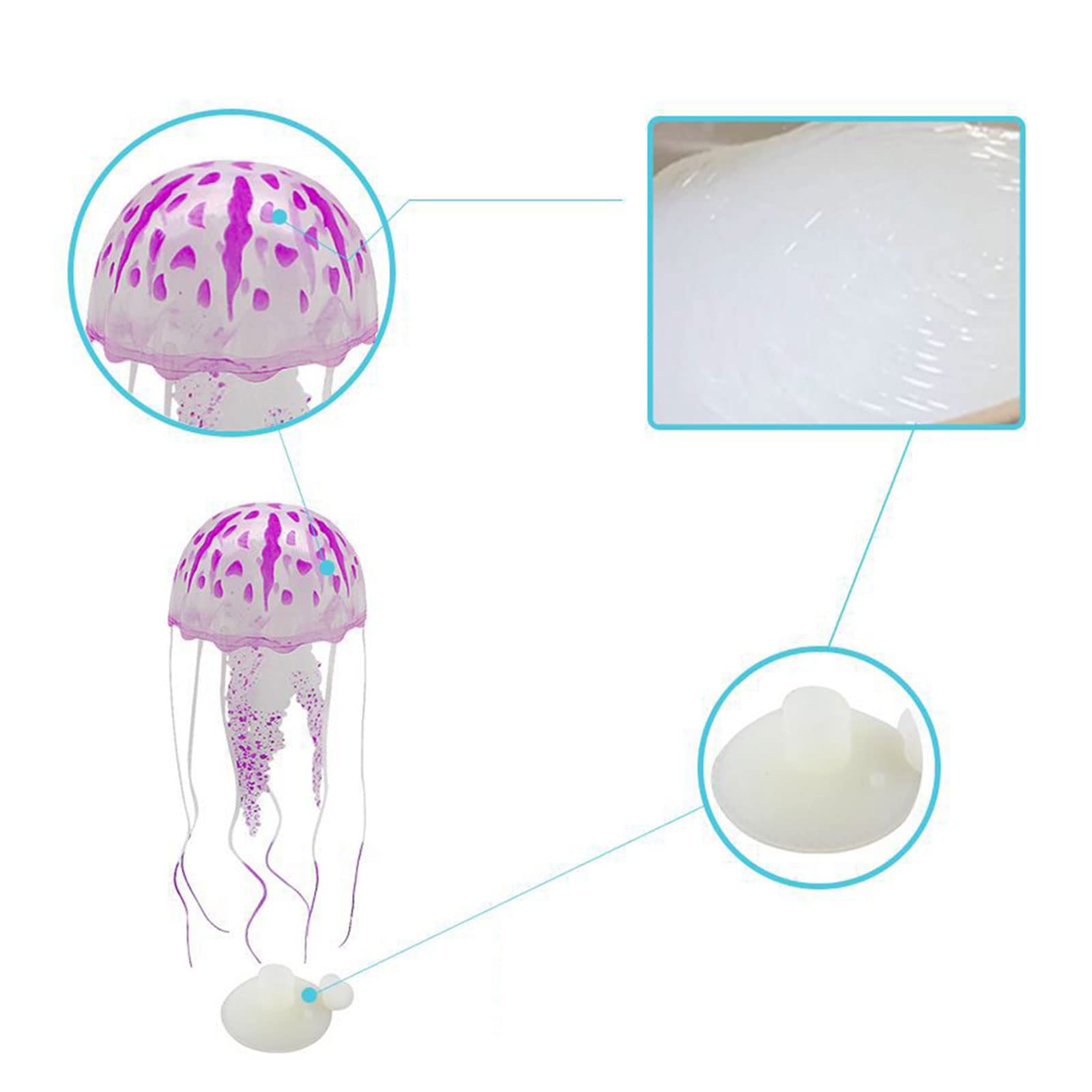 Fluorescence Jellyfish Aquarium Decorations for Large Small Fishtank Glowing Jellyfish Toy for Fish Tanks