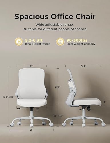 Miniatura 2 de Silla de oficina, sillas de escritorio ergonómicas de malla, soporte lumbar, altura ajustable, sin brazos, función giratoria y ruedas giratorias