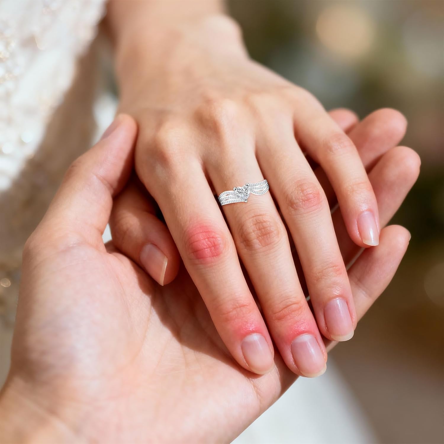 Moissanite Wedding Rings for Women 925 Sterling Silver Wedding Bands 1ct D Color VVS1 Lab Created Anniversary Rings for Her 18K White Gold Plated Size 6-8 - Image 2