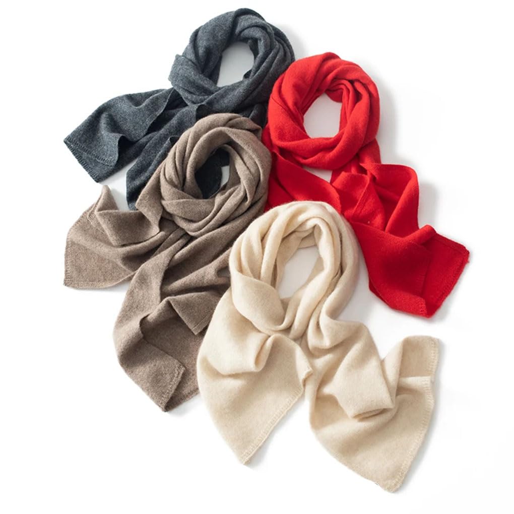 Szalik kaszmirowy dla kobiet/mężczyzn, zimowy, ciepły, outdoorowy, z grubego kaszmiru, unisex (beżowy) (czerwony)