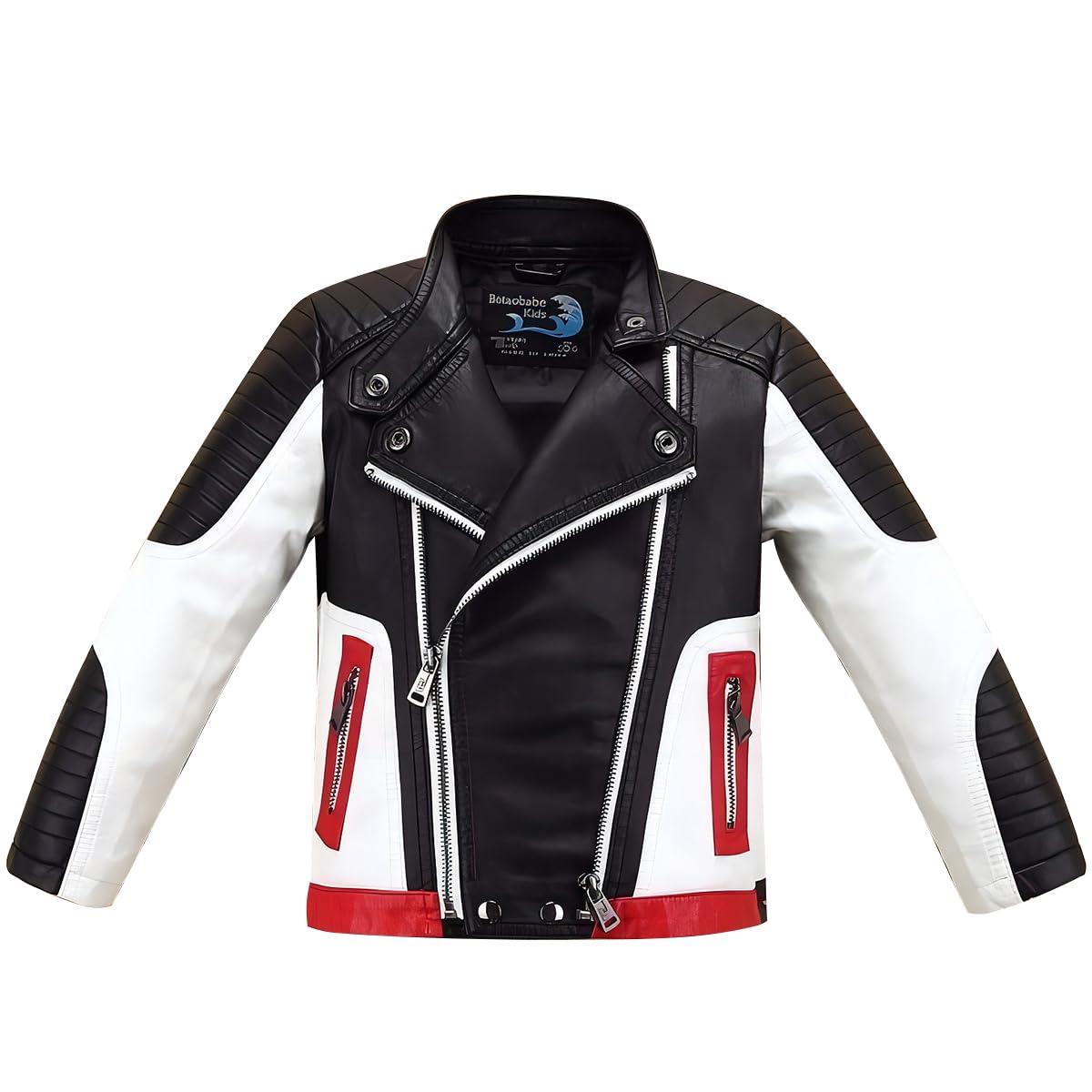 linboo Jungen Bikerjacke aus Kunstleder Lederjacke Kinder Kragen Motorrad Lederimitat Jacke Mäntel für Frühjahr & Herbst