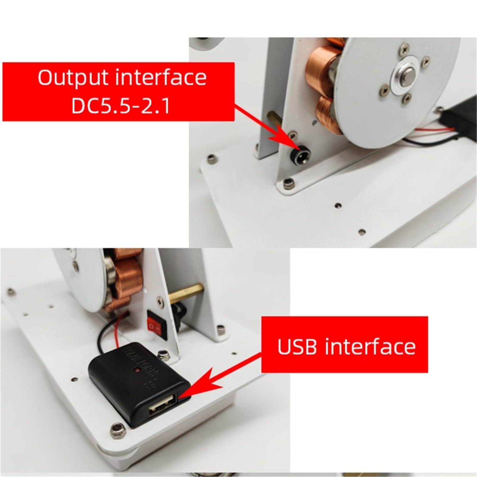 Generador de manivela de 100 W, cargador de teléfono móvil, generador manual, imán permanente, cargador de teléfono móvil USB de 12 V Para principiantes (DIY)