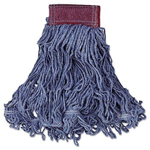 Image of Rubbermaid Commercial Products Super Stich Blend Mop, 5-Inch Blue Headband, Large, Heavy Duty Industrial Wet Mop for Floor Cleaning Office /School /Stadium /Lobby /Restaurant, Pack of 6