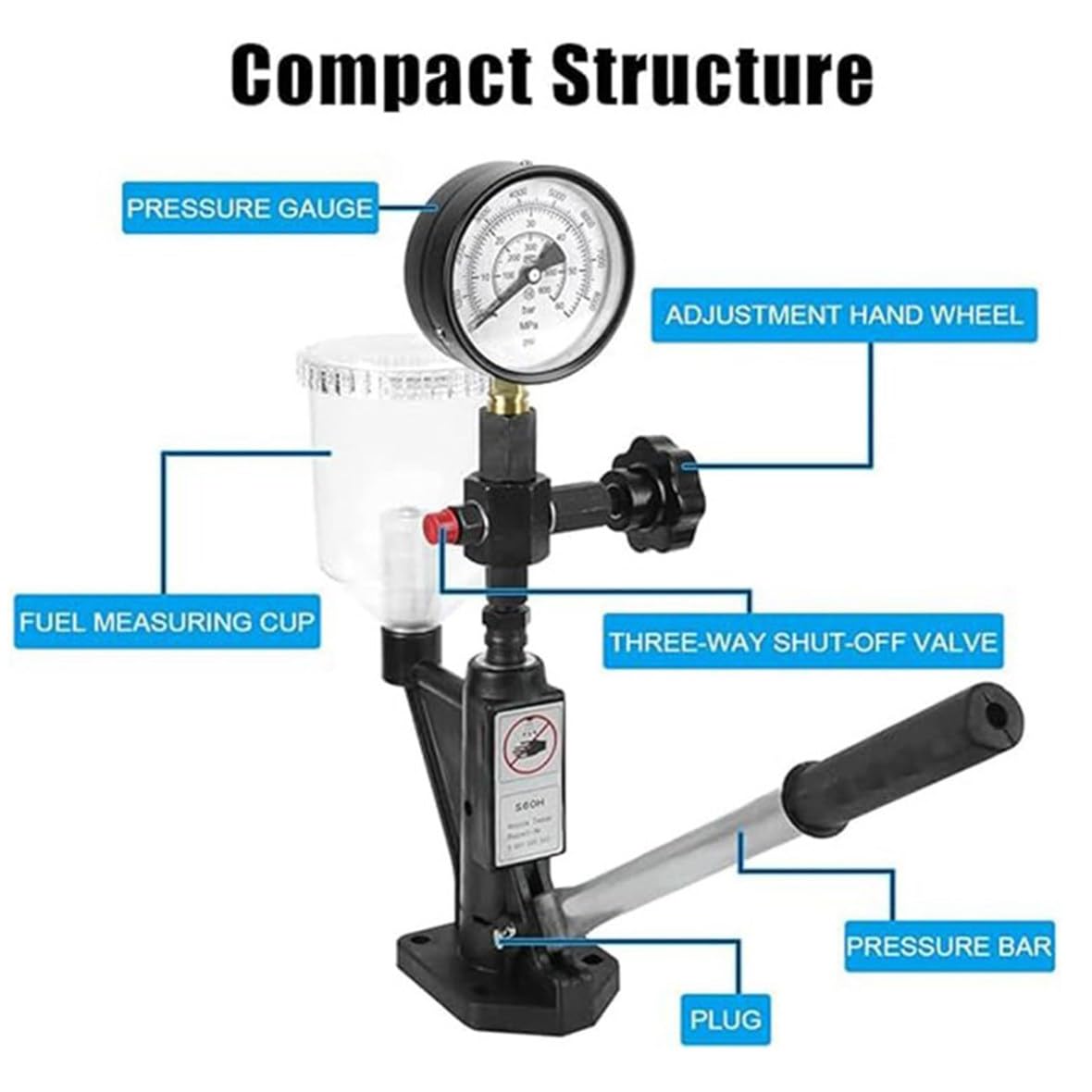 Kit De Compresión para Comprobador De Inyectores Diésel, Comprobador De Inyectores Common Rail, Detector Multifuncional para Comprobador Electromagnético De Inyectores Di,