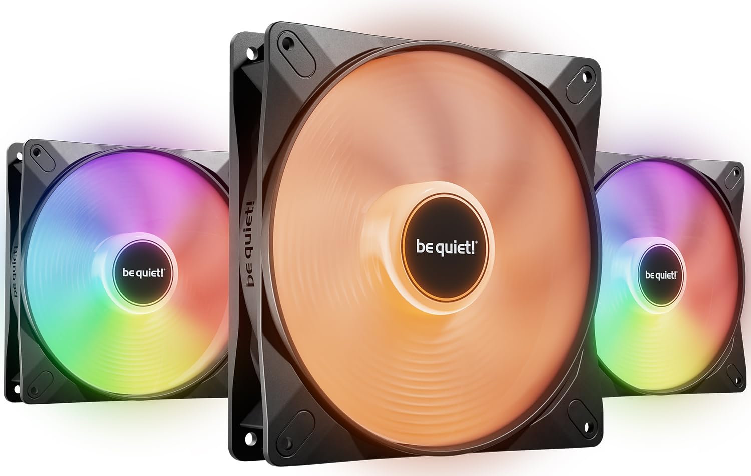 be quiet! Light Wings LX 140mm PWM high-speed ventilador, Pack de 3 ventiladores, núcleo iluminado y aspas de ventilador esmeriladas, efectos de iluminación inconfundibles, múltiples colores