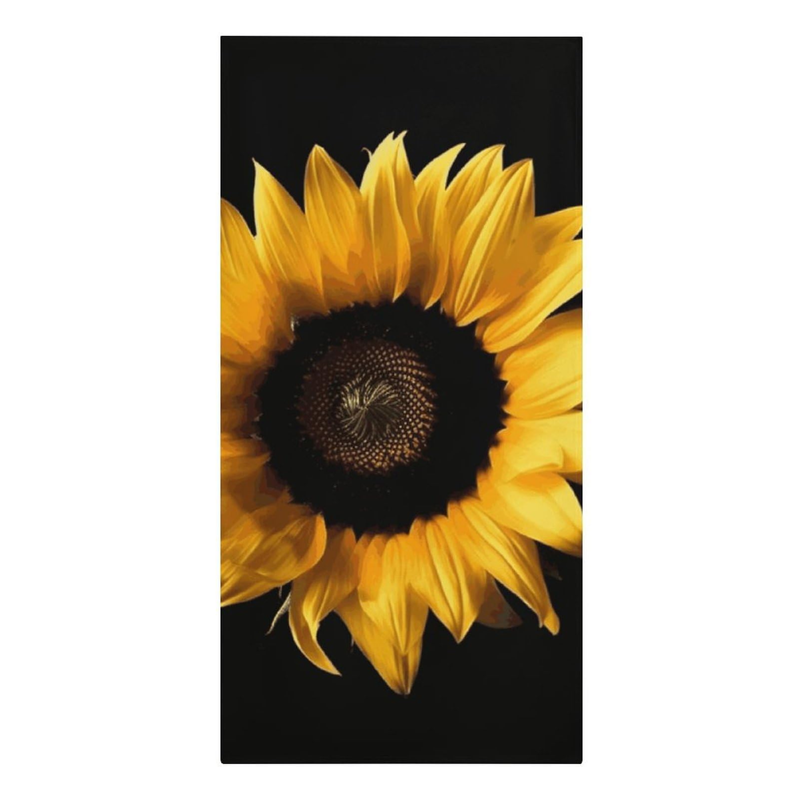 QMNLKH Sunflower on Black Background Beach Towel for Women, Large Microfiber Pool Towel for Men, Absorbent Swim Towels for Home, Lightweight Bath Towels for Camping, Yoga, 30.3"x61.4"