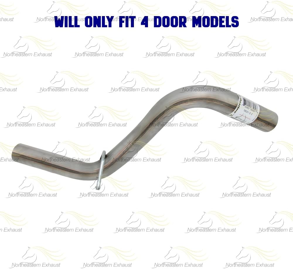 Exhaust Resonator Pipe Compatible for 2012-2017 Jeep Wrangler 3.6L | Stainless Steel | Northeastern Exhaust | Free Clamp Included | Automotive Replacement Part | Direct Fit