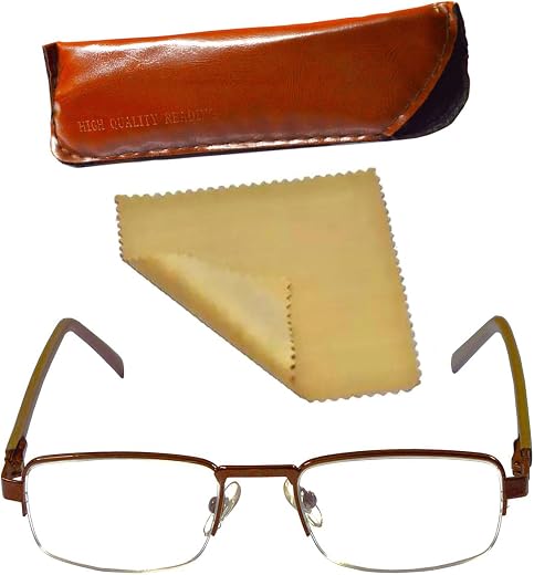 SEE WORLD - Half Rim Metal Frame Reading Eye Glasses Light Weight with Eye Protection and No Eye Strain with Soft Cover an...
