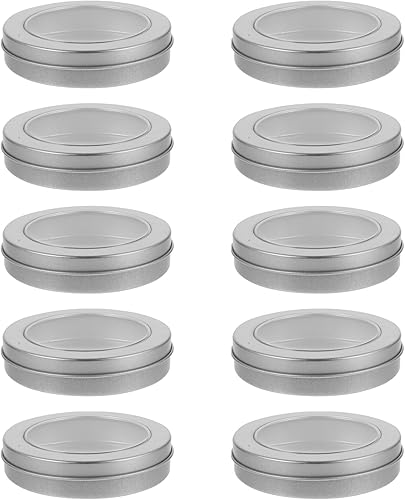 Miniatura 6 de ABOOFAN Tarro de lata de metal, 10 unidades, recipiente redondo para galletas de caramelo con tapa transparente, mini contenedores recargables para