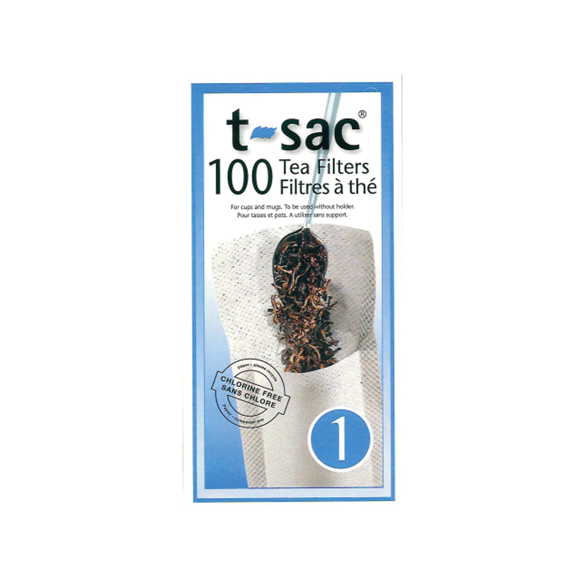 T-Sac Tea Filter Bags, Disposable Tea Infuser, Number 1-Size, 1-Cup Capacity, Set of 100