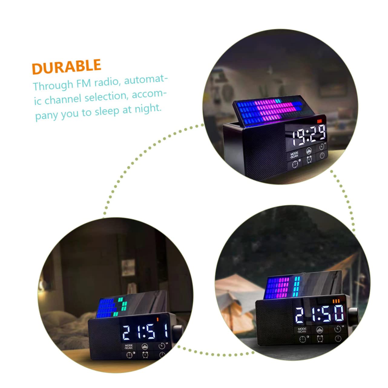 VILLCASE Reloj Despertador Digital Inalámbrico con Altavoz y Función de Radio FM Diseño Retro Temporizador y Modo de Repetición para Mesitas de Noche