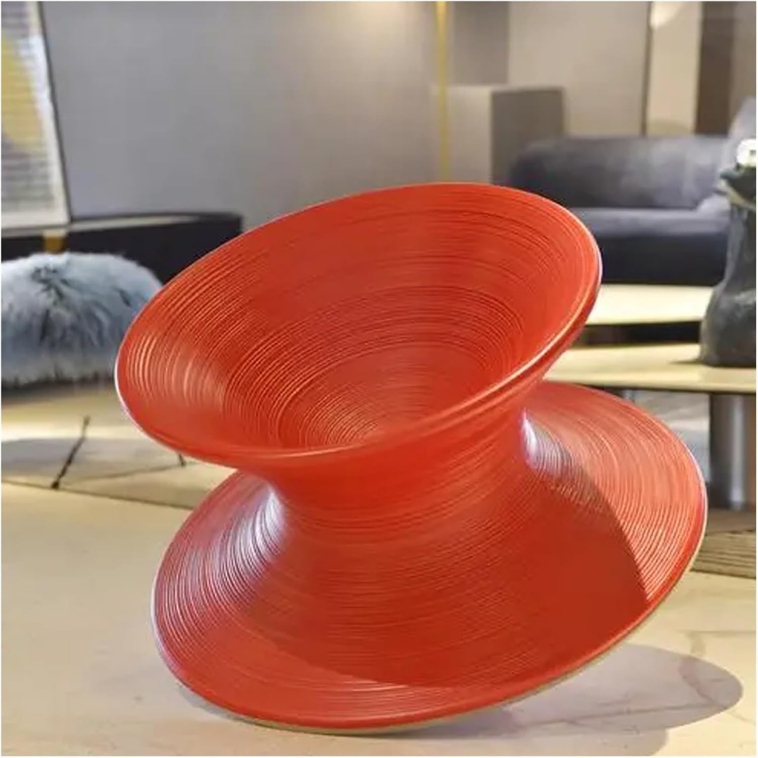 Indoor & Outdoor 360° Spins Stool, Heavy Duty FRP Gyro Chair Non Slip Wear-Resistant, Kids Sense Sports Equipment for Playground/Kindergarten/School(Orange)