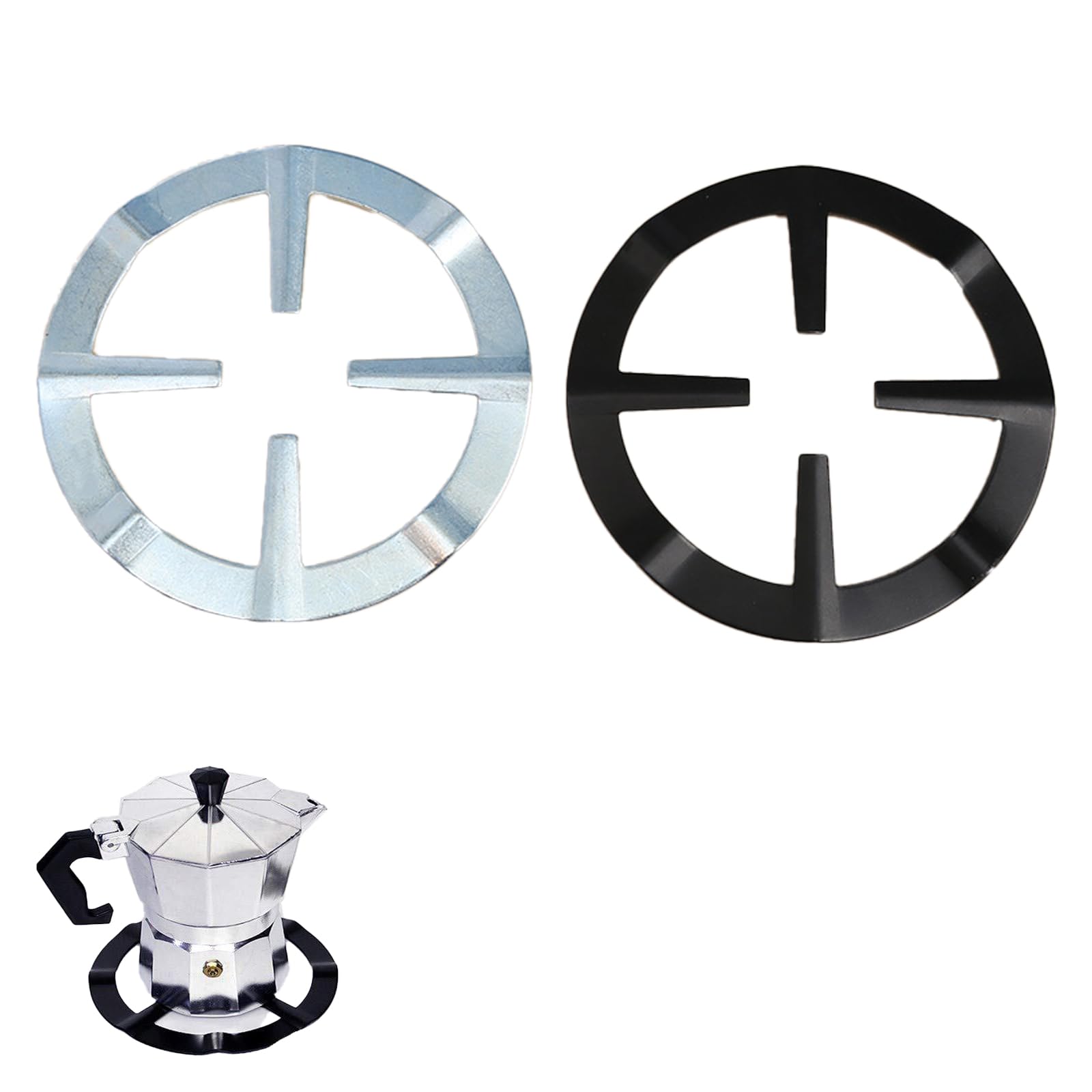 Support Pot à Moka Support de Casserole Moka Réducteur d'anneau de Gaz 2 Pièce Universel Machine à Expresso Adaptateur D'anneau Résistant