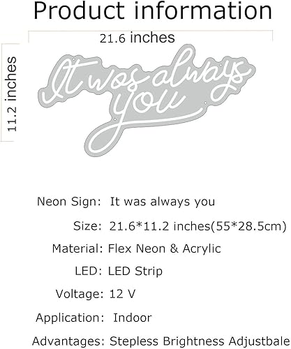 Miniatura 5 de FARNEW It was Always You LED Neon Light Signs para cerveza Bar Club Dormitorio Oficina Hotel Pub Café Boda Cumpleaños Fiesta Hombre Cueva Arte Luces