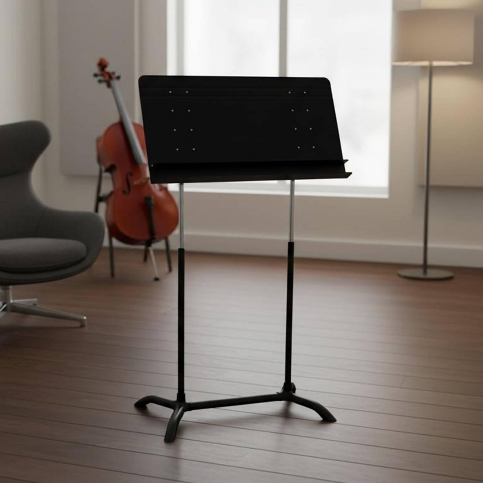 Baoblaze Atril Orquestal Profesional Atril Director Atril Partituras Atril Musical Tabla Ancha para Cuatro A4 Altura Regulable y Base Antivuelco Diseño, Neumático Regular