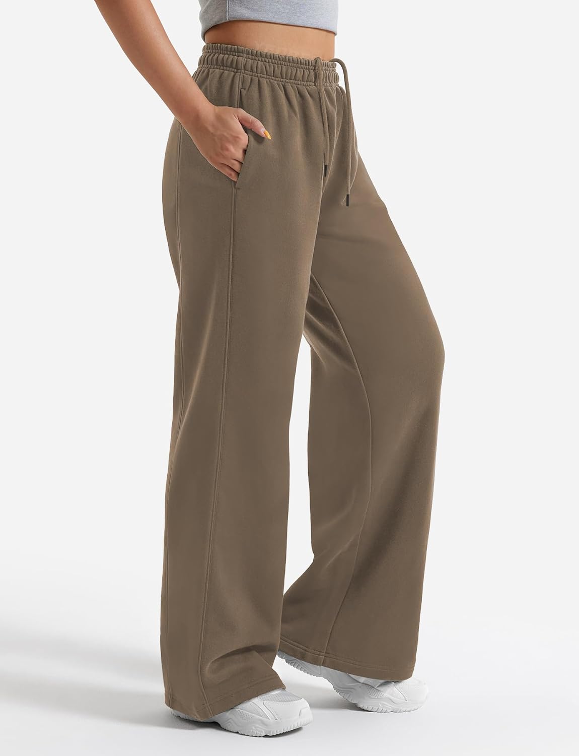 YEOREO Women's Wide Leg Sweatpants Drawstring Baggy Sweatpants Penny Fleece Lined Lounge Pants with Pockets - Image 2