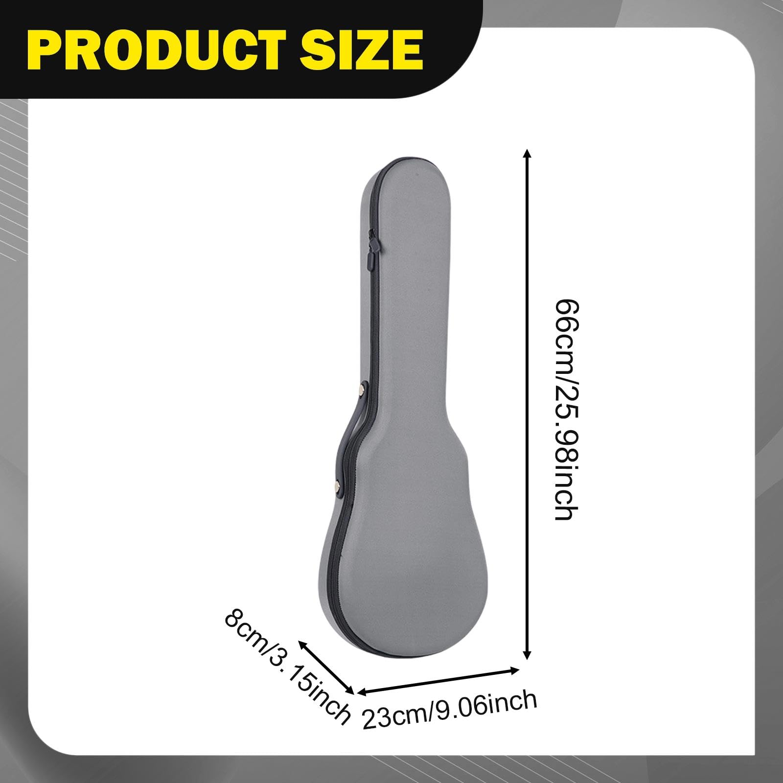 Ukulele Valise Rigide Sac Transport Étui Instrument Épaisseur 8mm Mousse EVA Tissu Tricoté Résistant Poignée Silicone Convient Au Rangement, Gris