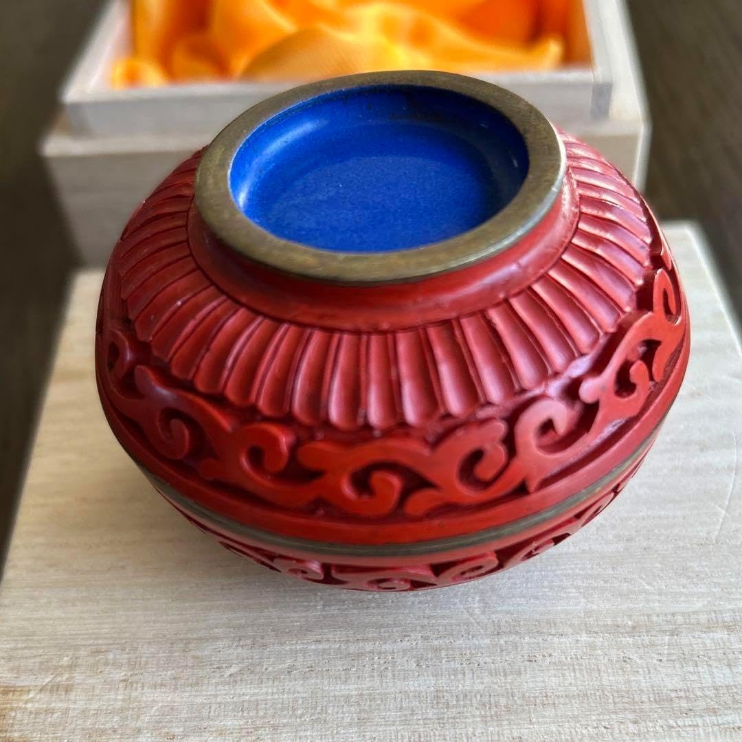 茶道具 木彫 桜 内金溜 香合 時代箱 V 8355 RawLow Mountain Works