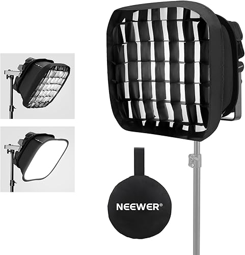 NEEWER Difusor Softbox para panel de luz de video LED RGB1200, 16.5 x 14.6 pulgadas, plegable con rejilla de panal, correa y bolsa para estudio