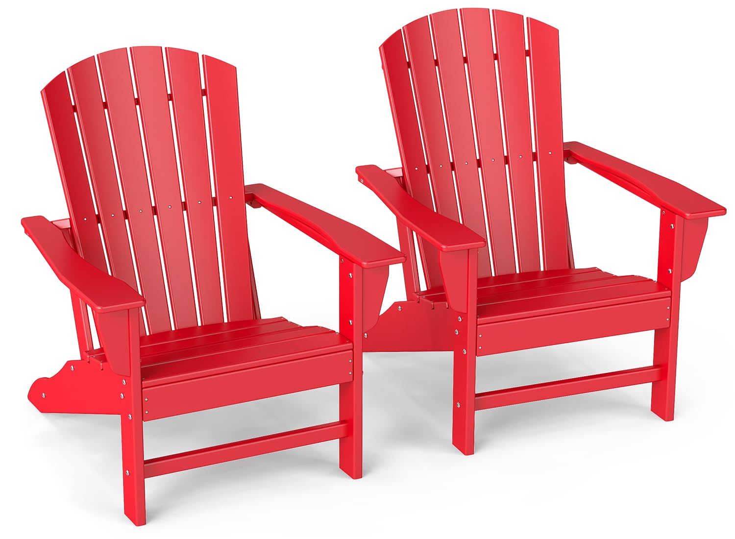 GREENVINES Adirondack Chairs Set of 2 | HDPE Plastic | Oversized Fire Pit Chair | All Weather | Red | Poly Lumber | for Outdoor Deck Backyard Patio