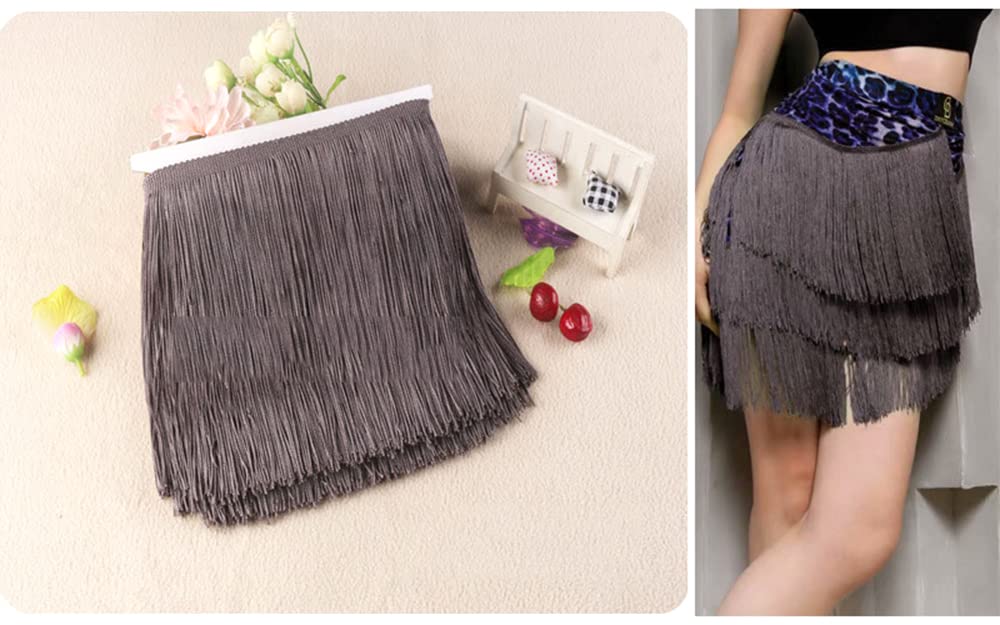 Nastro Decorativo Con Frange - 10 Cm X 2 M | Per Cucito, Costumi E Danza | Colore Marrone - Foto 4