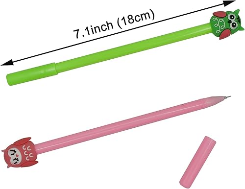 Miniatura 2 de Maydahui 12 bolígrafos con forma de búho lindo Kawaii Animal Pen Novedoso Bolígrafo de escritura de pájaros, tinta de gel negro, accesorios de