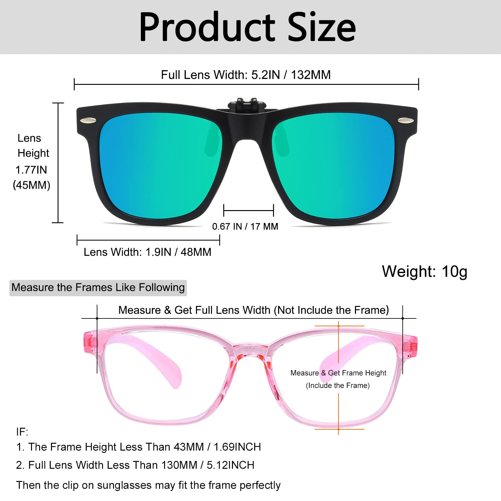 Kids Clip-On Polarised Sunglasses - UV Protection Flip Up for Boys & Girls, Green (Mirrored Coating) - Image 2