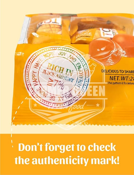 Top Fruit Mango Jelly 280g / 9.87 oz. Snack, Soft Chewy Bites, Intense Mango Aroma & Real Fruit Taste, Individually Wrapped Candy