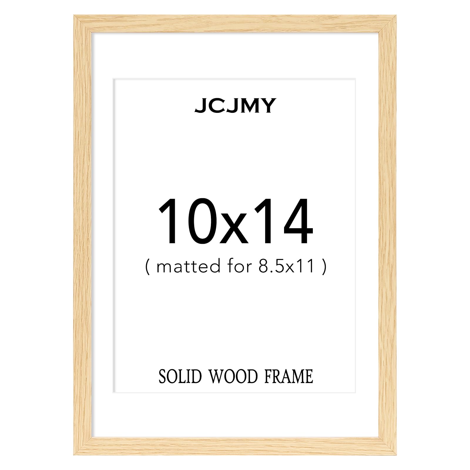 Photo 1 of JCJMY 10x14 Solid Wood Picture Frame for 30 x 40cm Diamond Painting Art, Display 8.5x11 with Mat or 10 x 14 without, Wooden 10 by 14 Photo Frame with Plexiglass for Wall Hanging, 1 Pack, Natural