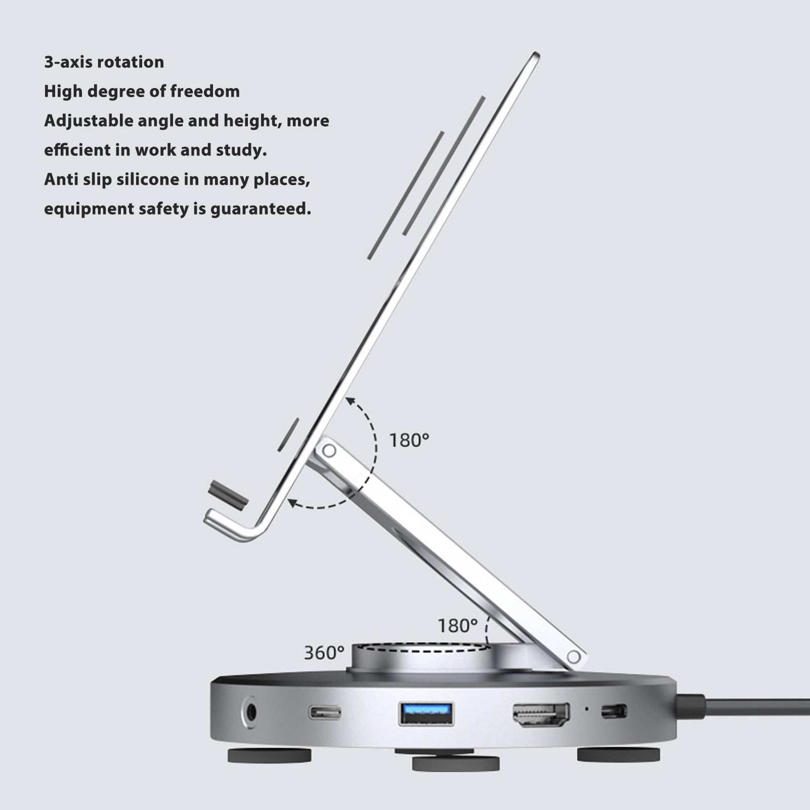 RiToEasysports Supporto per Compresse USB C Hub, 360 ° Rotante USB 3,0 C Hub Storni di Trasferimento Ad Alta velocità per Laptop Tablet Gaming Gaming