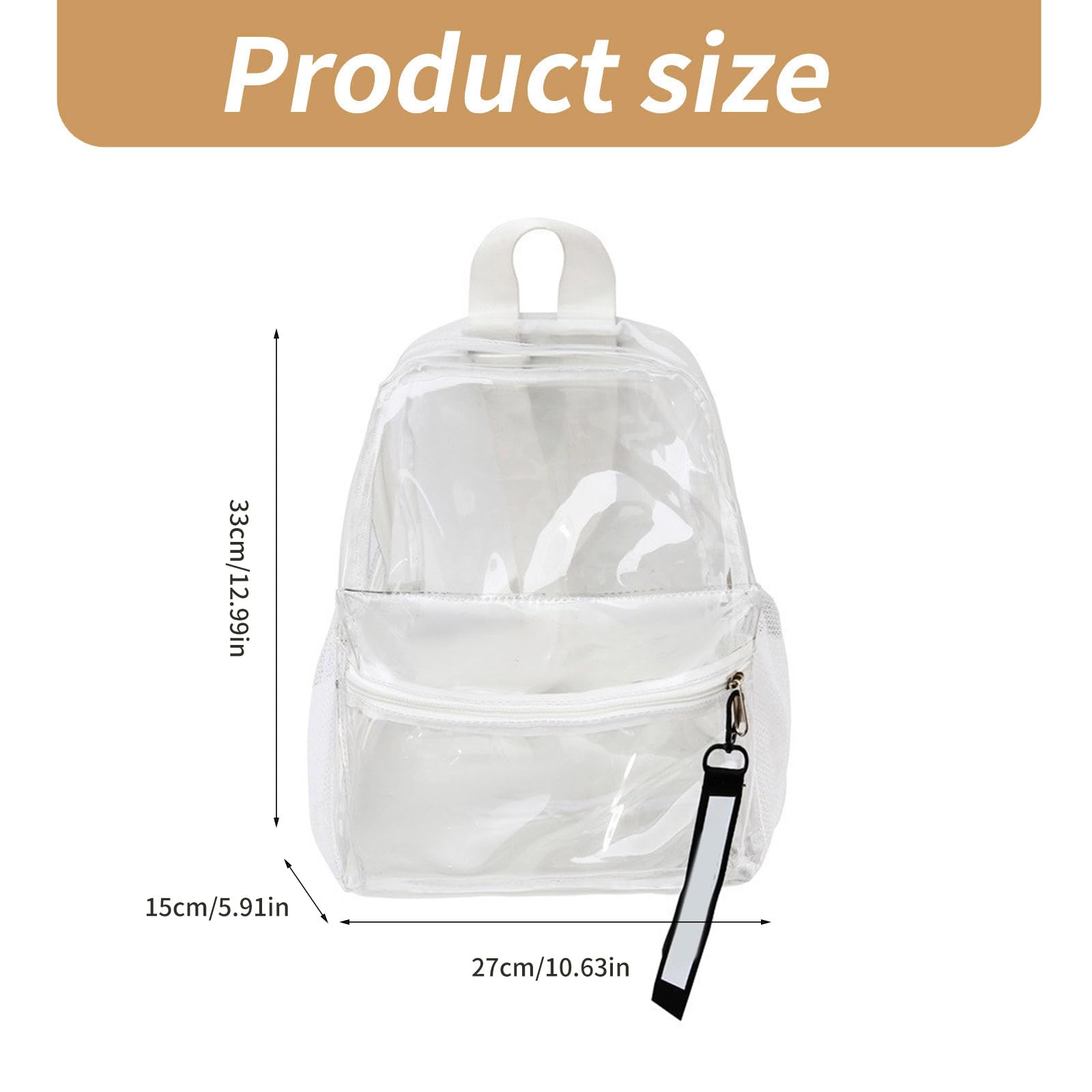 Zaino trasparente capacità Borsa da scuola trasparente impermeabile con cerniera casual Zaino da viaggio in PVC visibile resistente all ' acqua