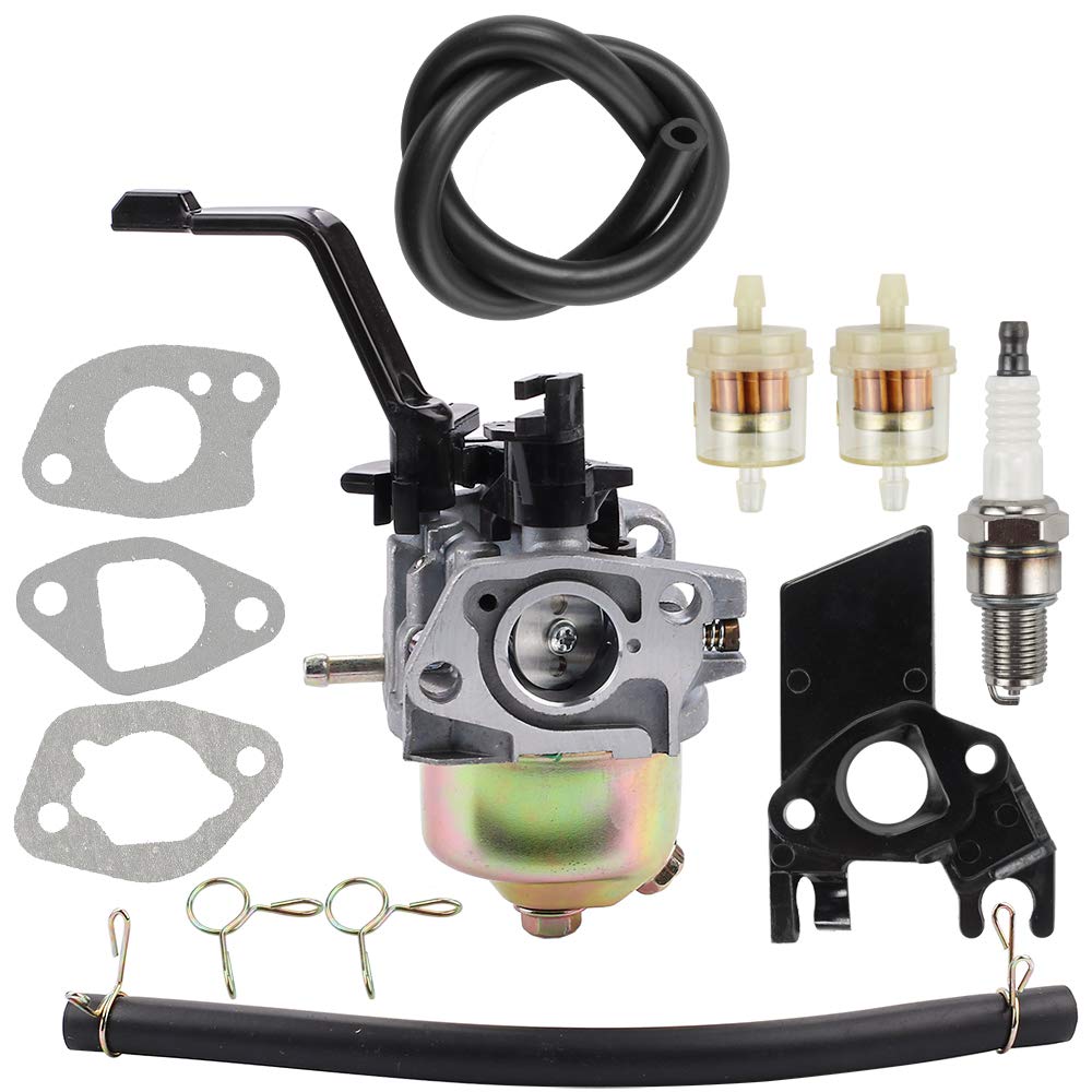 DalomCarburetor w Fuel Filter for Power Equipment CPE 163cc 196cc 6.5HP Portable Generator 46493 46514 46515 46516 46517 46596 46597 46598 45633 Spark Plug
