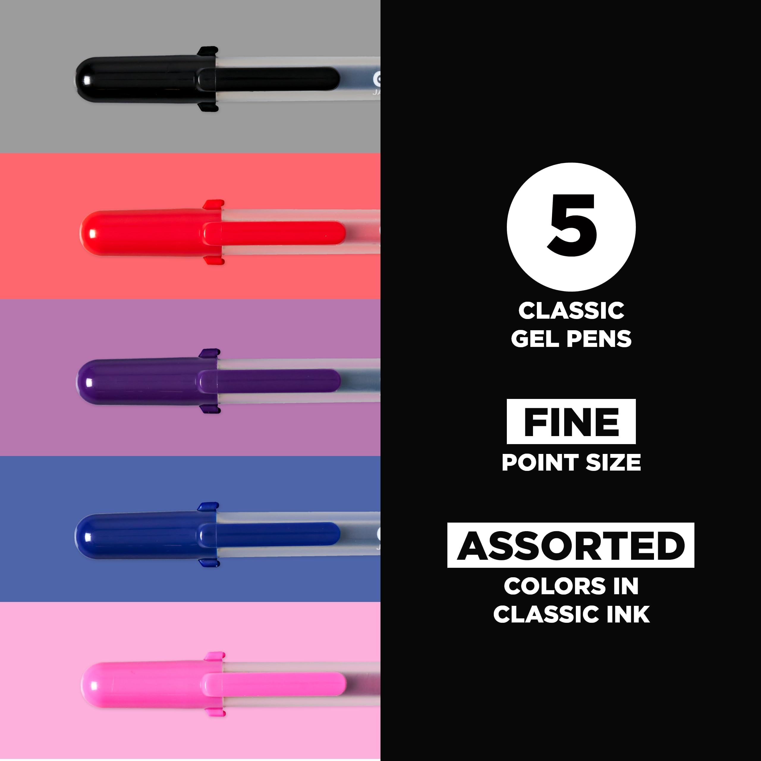 Sakura Gelly Roll Stylos Pointe Fine 5/Pkg-Royal Bleu, Rouge, Violet, Noir et Rose, d'autres, Multicolore