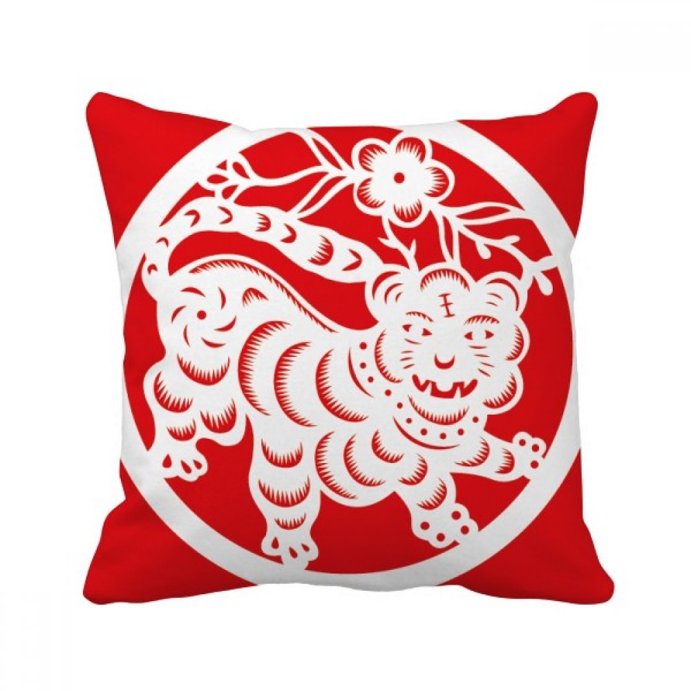 Coussin tigre zodiaque chinois multicolore décor salon 40x40cm