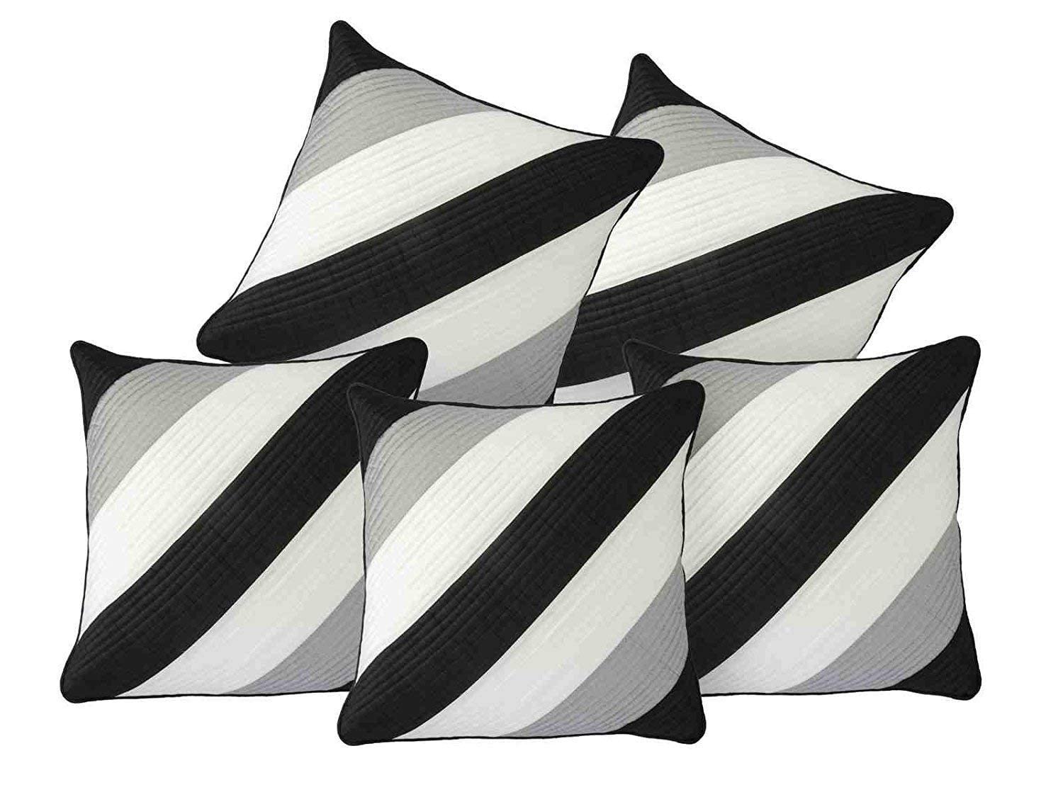MSENTERPRISES 240 TC Cushion Cover Daigonal Quilted Polyester Pack Of 5 (16X16 Inch) (Black And White) (B09KN25GKJ) Amazon Price History, Amazon Price Tracker