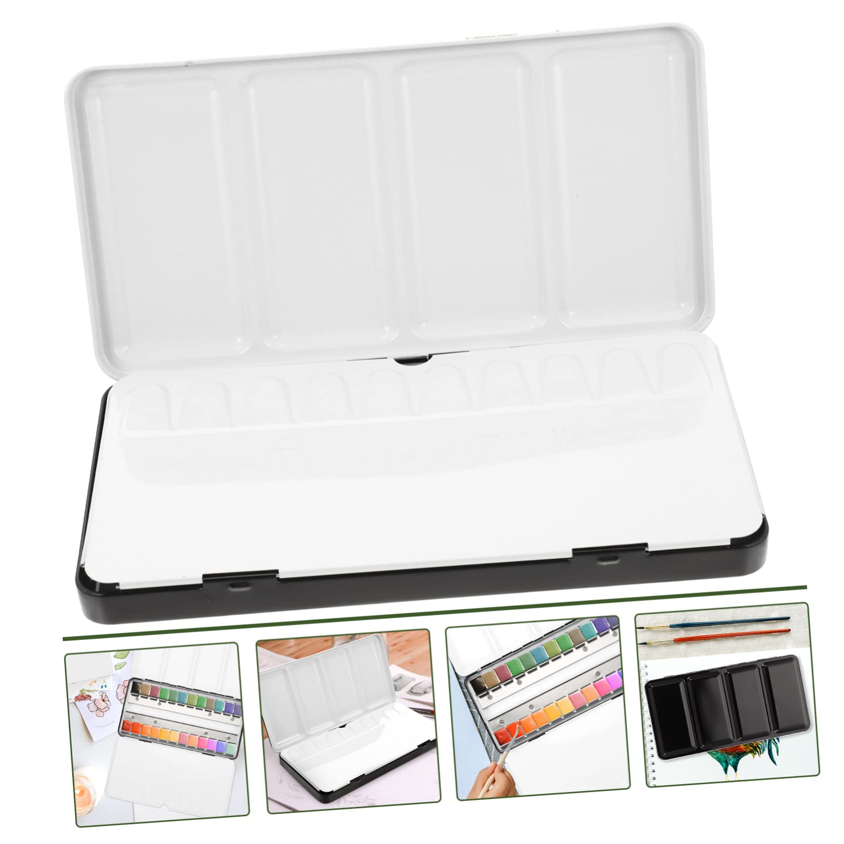 SHINEOFI Boîte Métal Aquarelle Vide en Fer Noir, Rangement Réutilisable et Portable pour Peinture, Voyage et Artistes Débutants, Boîte Peinture