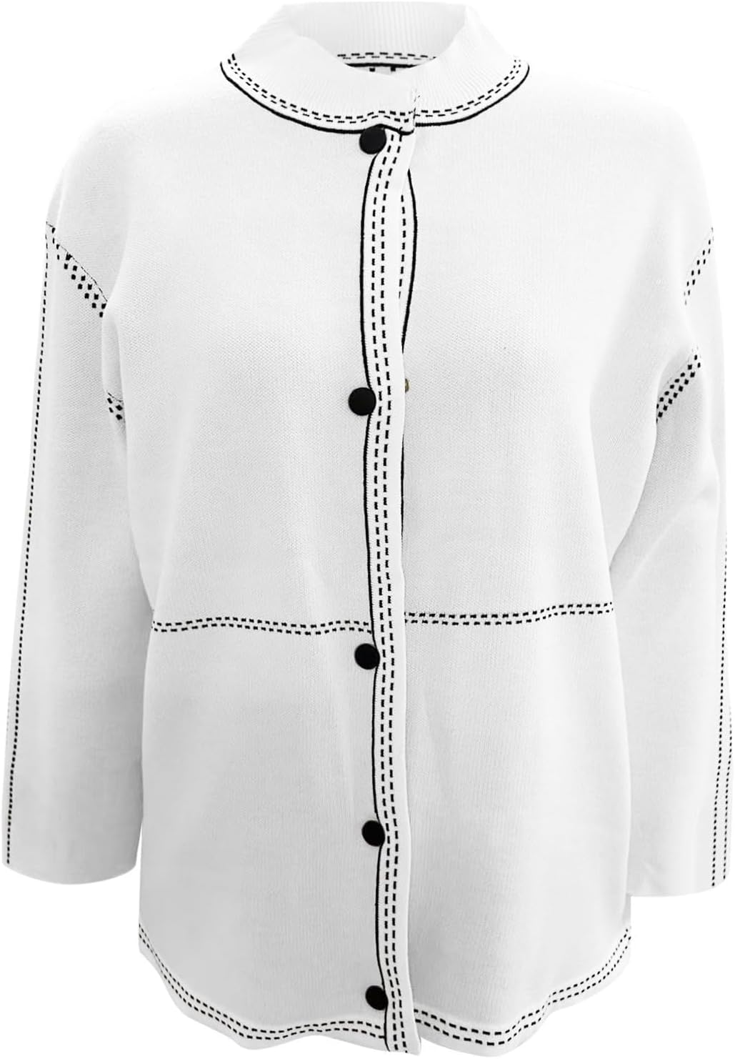 Womens Long Sleeve Sweaters Crewneck Button Down Chunky Open Front Cardigan Loose Fit Solid Color Fall Winter Coat